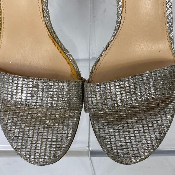 Michael Samantha Heeled Strappy Metallic Open Toe‎ Sandals Silver /Gold 9 - Picture 6 of 12
